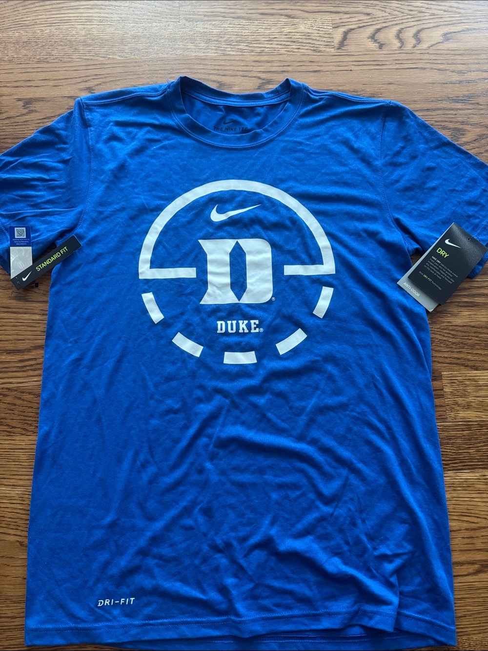 Nike Royal Blue Duke Dri-FIT Short Sleeve Tee with White Logo Mens Small NWT
